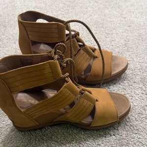 Sorel Tan Strappy Wedge Sandals